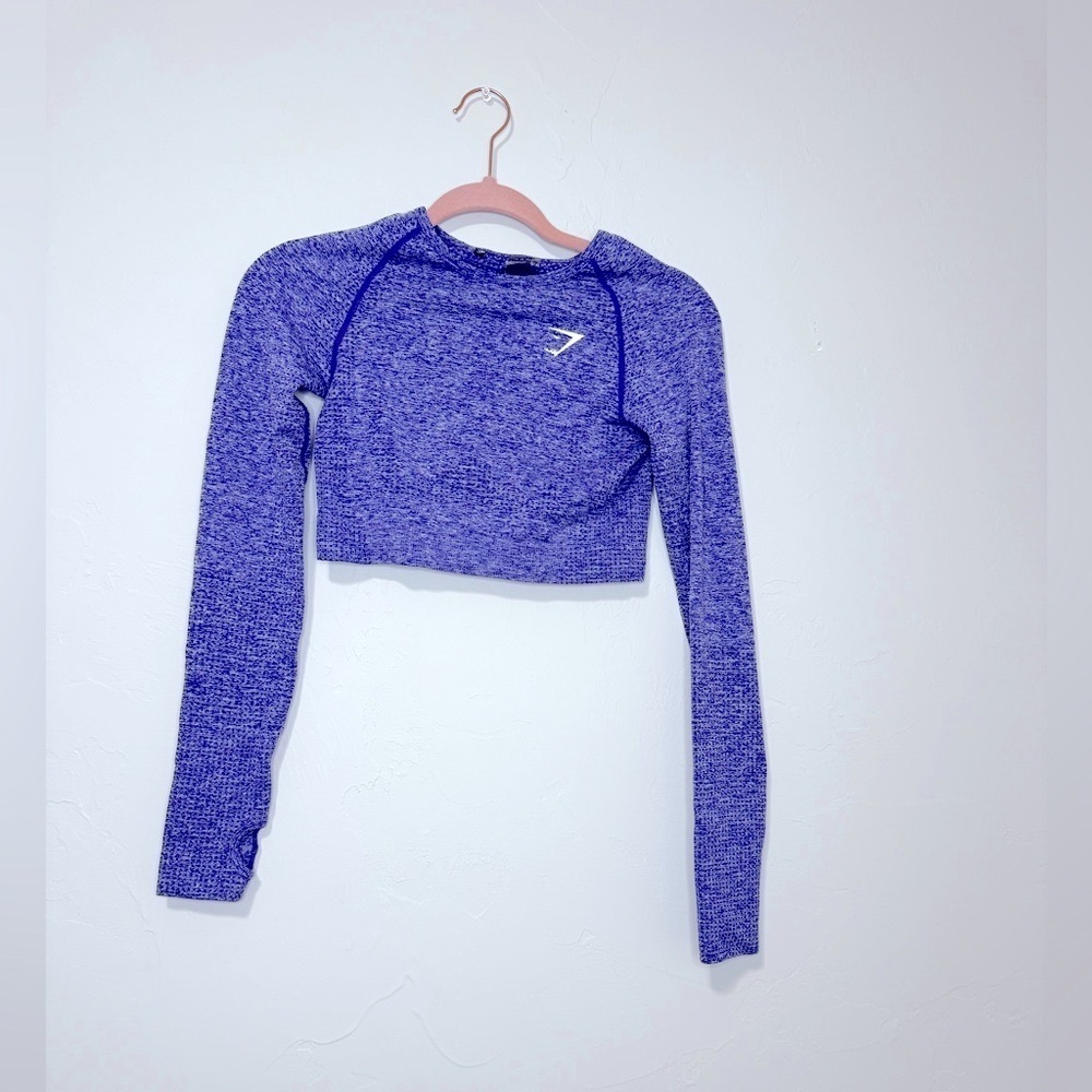Gymshark Vital Seamless purple Long Sleeve Crop Top thumbholes contouring medium